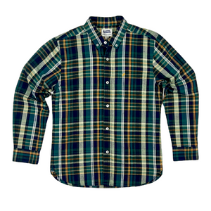 Pherrow's 'PBD2' Button Down Madras Plaid Cotton Linen Shirt - Green