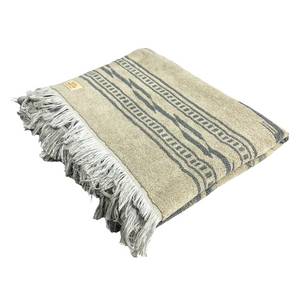 BasShu Cotton Pile Blanket - Native Motif Beige