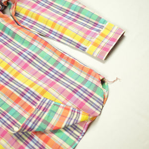 Pherrow's 'PBD2' Button Down Madras Plaid Cotton Linen Shirt - Pink