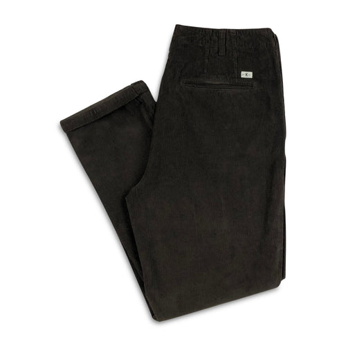 Knickerbocker 'Flat Front Tapered' Trousers Corduroy - Dark Hazel (Regular Cut)