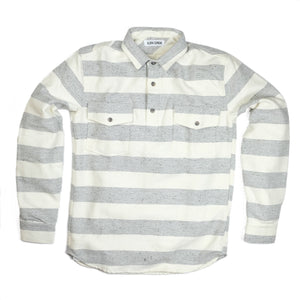 Aloha Sunday 'Fasi' Cotton L/S Popover Shirt - Grey/Natural - Sunset Dry Goods
