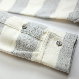 Aloha Sunday 'Fasi' Cotton L/S Popover Shirt - Grey/Natural - Sunset Dry Goods