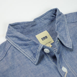 FOB Factory ‘F3378’ 6.5oz Selvedge Chambray Work Shirt - Blue - Sunset Dry Goods