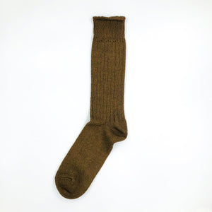 Rototo 'Linen Cotton Ribbed' Socks - Olive