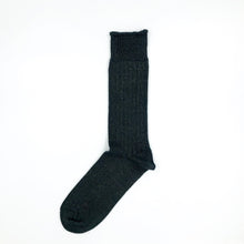 Rototo 'Linen Cotton Ribbed' Socks - Charcoal