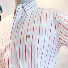 Pherrow's '21S-PBDS2' Short Sleeves Cotton Stripe Oxford Shirt- White/Red Stripes