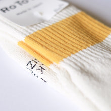 RoToTo Classic Sport 1-Stripe Crew Socks - Ivory/Yellow - Sunset Dry Goods