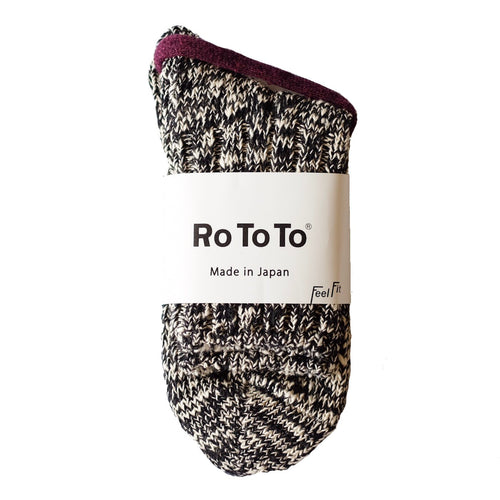 RoToTo Eco Low Guage Slub Socks - Black - Sunset Dry Goods