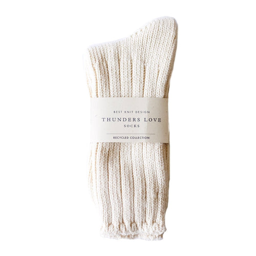 Thunders Love 'Color Block' Crew Socks - Raw White - Sunset Dry Goods